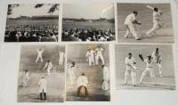 West Indies tour to England 1963. Twelve original mono press photographs with some restrikes of action from the 1963 Test series. Includes two nice general views of play at Headingley with a record crowd in attendance for the fourth Test. Players featured