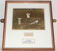 Herbert Strudwick. Surrey & England 1902-1927. Original sepia press photograph of Strudwick in wicketkeeping action for Surrey v Middlesex at Lord's, 27th- 30th August 1921. The photograph measures approx. 8"x6", mounted, framed and glazed in modern frame