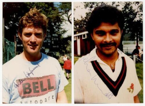 Lancashire C.C.C. 1980s-1990s. Red file comprising a good selection of fifty two colour photographs, the majority player portraits, team celebrations, presentations etc. Seventeen are signed by the featured player. Signatures include Hayhurst, Mendis, Al