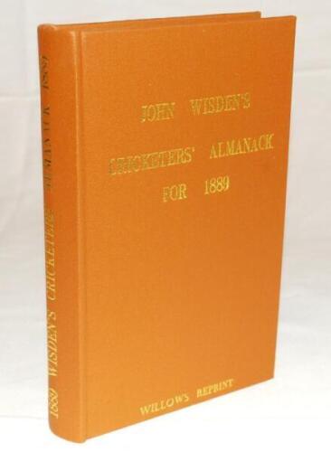 Wisden Cricketers' Almanack 1889. Willows softback reprint (1990) in light brown hardback covers with gilt lettering. Limited edition 292/500. Very good condition - cricket