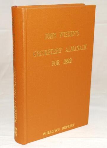 Wisden Cricketers' Almanack 1892. Willows softback reprint (1992) in light brown hardback covers with gilt lettering. Limited edition 397/500. Very good condition - cricket