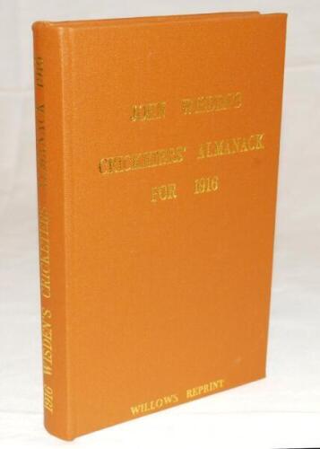 Wisden Cricketers' Almanack 1916. Willows softback reprint (1990) in light brown hardback covers with gilt lettering. Limited edition 371/1000. Good/very good condition - cricket