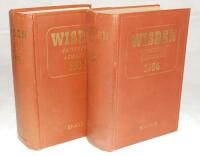 Wisden Cricketers' Almanack 1954 and 1955. Original hardback. The 1954 edition with slight wear to the gilt titles on the front board and some dulling to the spine titles, broken front internal hinge, handwritten annotation to the first advertising page o