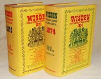 Wisden Cricketers' Almanack 1974 and 1975. Original hardback with dustwrapper. Minor age toning to the dustwrapper spine, odd very minor faults otherwise in good/very good condition - cricket