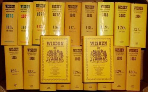 Wisden Cricketers' Almanack 1976 to 1995. Original hardback with dustwrapper. Odd very minor faults 7otherwise in good/very good condition. Qty 20 - cricket
