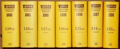 Wisden Cricketers' Almanack 1996 to 2019. Original hardback with dustwrapper. Odd very minor faults otherwise in good/very good condition. Qty 24 - cricket