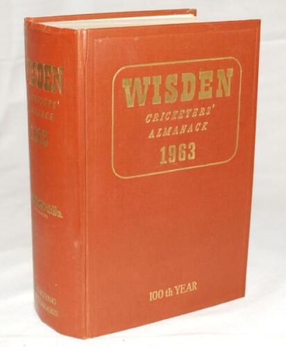 Wisden Cricketers' Almanack 1963. Original hardback. Some minor soiling and spotting to page block edge otherwise in very good condition+ with bright titles - cricket