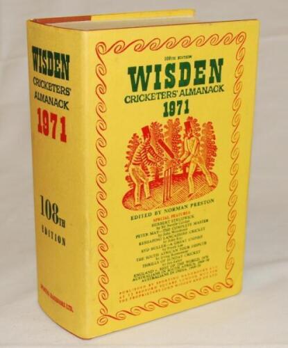 Wisden Cricketers' Almanack 1971. Original hardback with dustwrapper. Some very minor marks to dustwrapper otherwise in very good condition - cricket