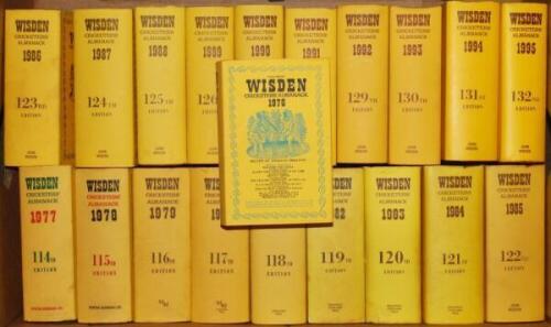 Wisden Cricketers' Almanack 1976 to 1995. Original hardback with dustwrappers. Odd mark to dustwrapper otherwise in good/very good condition. Qty 20 - cricket