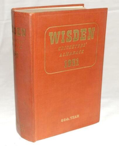 Wisden Cricketers' Almanack 1951. Original hardback. Light crease to spine paper otherwise in good condition - cricket