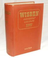 Wisden Cricketers' Almanack 1957. Original hardback. Usual light wrinkling to spine paper otherwise in very good condition with very bright gilt titles - cricket