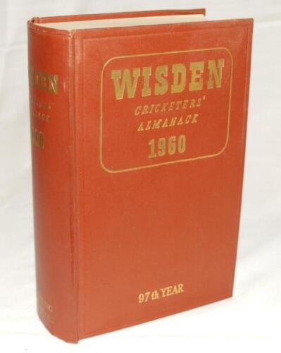 Wisden Cricketers' Almanack 1960. Original hardback. Odd very minor faults otherwise in very good condition with very bright gilt titles - cricket