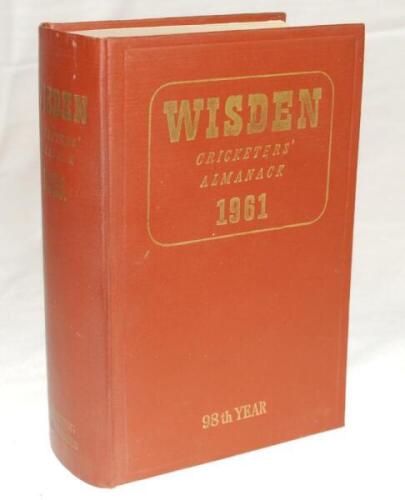 Wisden Cricketers' Almanack 1961. Original hardback. Very good condition with very bright gilt titles - cricket