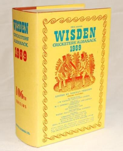 Wisden Cricketers' Almanack 1969. Original hardback with dustwrapper. Good/very good condition - cricket