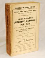 Wisden Cricketers' Almanack 1911. 48th edition. Original paper wrappers. Replacement spine paper, darkening to spine, minor age toning otherwise in good/very good condition - cricket