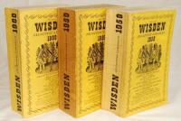 Wisden Cricketers' Almanack 1958, 1959 and 1960. Original limp cloth covers. The 1958 and 1960 editions with slight bowing to spines, the 1958 edition with nick to top edge of the front cover and general wear, slight breaking to internal hinges, the 1959 