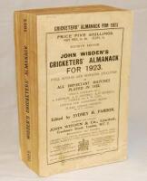 Wisden Cricketers' Almanack 1923. 60th edition. Original front paper wrapper. Replacement spine and rear wrapper. Creasing to lower border of the front wrapper otherwise in good condition - cricket,Wisden Cricketers' Almanack 1923. 60th edition. Original 