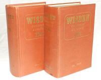 Wisden Cricketers' Almanack 1951 and 1953. Original hardback. The 1951 edition with dulling to the gilt titles on the front board and spine, breaking and broken internal hinges, slight soiling otherwise in good condition. The 1953 edition with minor wear 