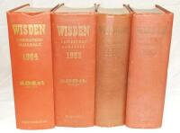 Wisden Cricketers' Almanack 1953, 1955, 1963 and 1964. Original hardback. The 1953 edition with dulling and fading to gilt titles on the front board and spine, minor marks to boards, minor bumping to corners, the 1955 edition with faded gilt titles, gener