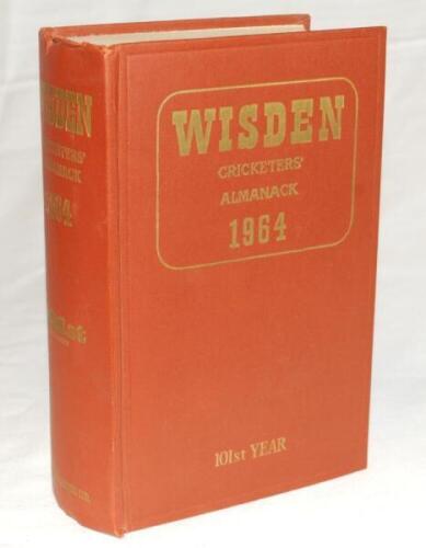 Wisden Cricketers' Almanack 1964. Original hardback. Slight dulling to the gilt titles on the spine otherwise in very condition - cricket