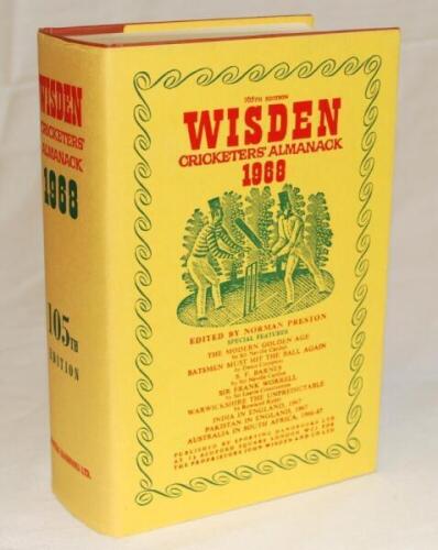 Wisden Cricketers' Almanack 1968. Original hardback with dustwrapper. Very good condition - cricket