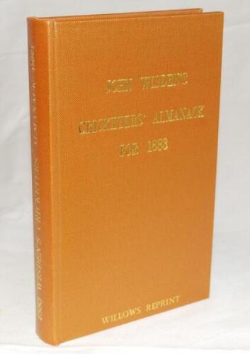 Wisden Cricketers' Almanack 1883. Willows softback reprint (1988) in light brown hardback covers with gilt lettering. Un-numbered limited edition. Very good condition - cricket