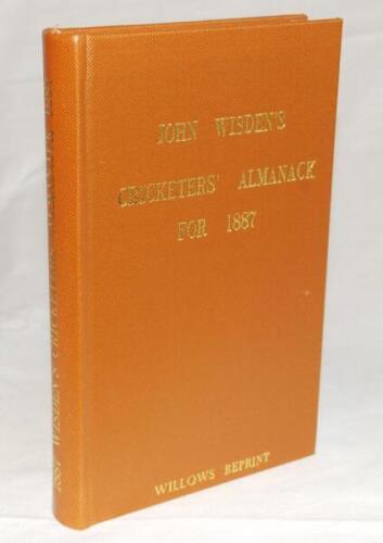 Wisden Cricketers' Almanack 1887. Willows softback reprint (1989) in light brown hardback covers with gilt lettering. Un-numbered limited edition. Very good condition - cricket