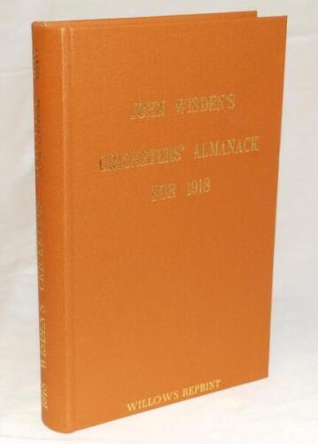 Wisden Cricketers' Almanack 1918. Willows softback reprint (1997) in light brown hardback covers with gilt lettering. Limited edition 102/500. Good/very good condition - cricket