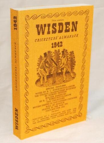 Wisden Cricketers' Almanack 1942. Willows reprint (1999) in softback covers. Limited edition 745/750. Very good condition - cricket