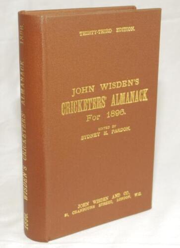 Wisden Cricketers' Almanack 1896. Willows hardback reprint (1993) in dark brown boards with gilt lettering. Limited edition 458/500. Very good condition - cricket