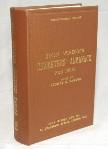 Wisden Cricketers' Almanack 1901. Willows hardback reprint (1996) in dark brown boards with gilt lettering. Limited edition 487/500. Very good condition - cricket