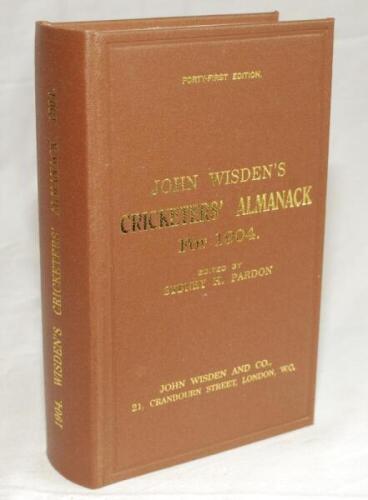 Wisden Cricketers' Almanack 1904. Willows hardback reprint (1998) in dark brown boards with gilt lettering. Limited edition 339/500. Very good condition - cricket