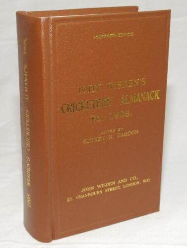 Wisden Cricketers' Almanack 1908. Willows hardback reprint (2000) in dark brown boards with gilt lettering. Limited edition 399/500. Very good condition - cricket