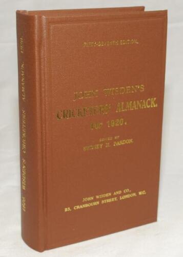 Wisden Cricketers' Almanack 1920. Willows hardback reprint (2003) in dark brown boards with gilt lettering. Limited edition 399/500. Very good condition - cricket