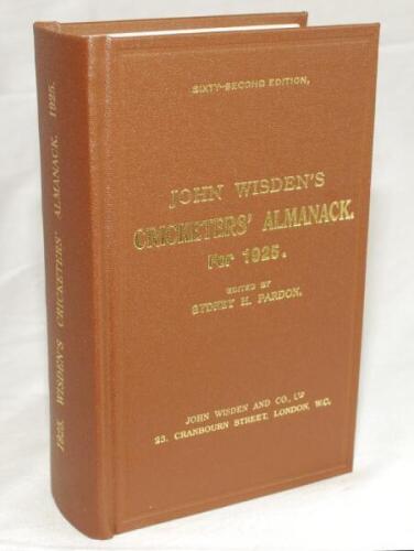 Wisden Cricketers' Almanack 1925. Willows hardback reprint (2007) in dark brown boards with gilt lettering. Limited edition 399/500. Very good condition - cricket