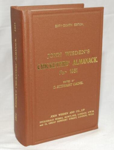 Wisden Cricketers' Almanack 1931. Willows hardback reprint (2009) in dark brown boards with gilt lettering. Limited edition 399/500. Very good condition - cricket