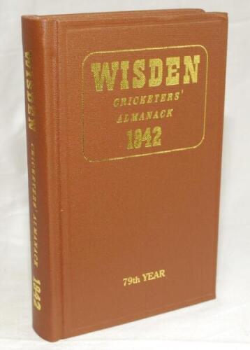 Wisden Cricketers' Almanack 1942. Willows hardback reprint (1999) in dark brown boards with gilt lettering. Limited edition 399/500. Very good condition - cricket