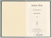 'Arthur Holt. An Appreciation'. John Arlott. Boscombe Printing Co. 1963. Privately printed. 8 pages. Limited edition of fifty copies produced for the Hampshire C.C.C. Centenary Fund, of which this is no. 10, signed by the author Arlott. Rare. G/VG - crick
