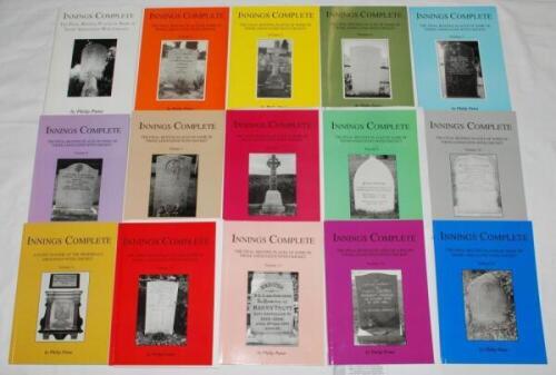 'Innings Complete'. Philip Paine. Volumes 1-24, each limited edition of either 300 or 250 copies, all signed by the author. 1999-2018. Sold with 'Finally a Face. A Memoir of Reginald Wood' by Paine 2007, signed limited edition no. 99/500, and 'A Guide to 