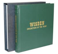 'Wisden Cricketers of the Year'. Simon Wilde. London 2013. Green leatherbound limited edition in slipcase, this being number 99 of 150 copies produced. Gilt titles to front cover and spine, gilt to page edges. Signed in ink by the ten listed players of th