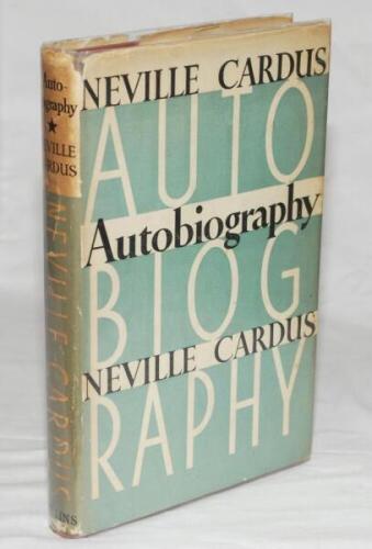 'Autobiography'. Neville Cardus. First edition, London 1947. Nicely signed in black ink to half title page by Cardus, dated 'London 1949'. Decent dustwrapper with nicks to edges and age toning to spine. Good condition - cricket