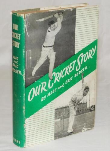 'Our Cricket Story'. Alec and Eric Bedser. London 1951. Presentation copy signed to the title page by both Bedsers. Also signed to the front endpaper by eleven Surrey players including May, Clark, Stewart, Constable, Barrington, Laker, Lock, McIntyre, Wil