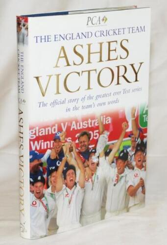 The Ashes 2005. 'Ashes Victory. The Official Story of the greatest ever Test series in the team's own words'. Peter Hayter. Published by the England Cricket Team, London 2005. Boldly signed to the half title page by all twelve members of the England team 