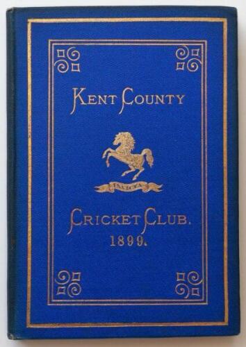 Kent County Cricket Club Annual 1899. Hardback 'blue book'. Original decorative boards. Gilt titles and to all page edges with gilt Kent emblem to centre. Printed by Cross & Jackman, 'The Canterbury Press' 1899. Minor age toning/darkening to board edges a