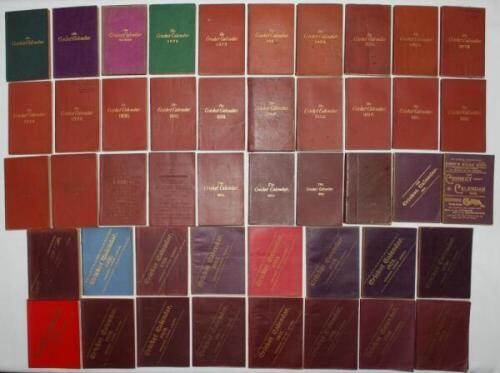 'The Cricket Calendar, a pocket diary containing all the chief fixtures for the season arranged in chronological order'. Published by Murby, Virtue, Wright & Co. and Cricket Press, London, 1869-1914. Complete set of forty six annual issues from 1869 (firs