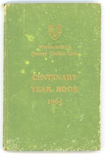 'Worcestershire C.C.C. Centenary Year Book 1965'. Original green boards. Nicely signed to front end paper by eleven members of the 1964 team. Signatures are Kenyon (Captain), Headley, Graveney, Horton, Ormrod, Gifford, Booth, Flavell, Coldwell, Richardson