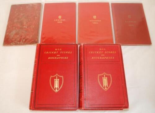 M.C.C. members' books. Four member's books for seasons 1913, 1926, 1930 and 1944. Each bound in original red cloth with gilt title and emblem to front. The 1930 copy signed in green ink to the front endpaper, 'A.T.A. Dobson' and dated 1931. Taylor played 