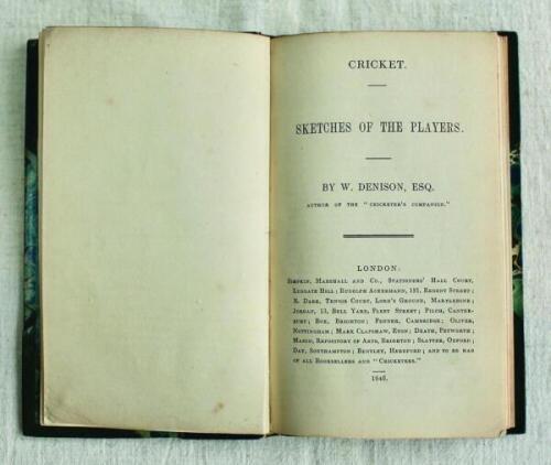 'Sketches of the Players'. William Dennison. London: Simpkin, Marshall and Co., Rudolph Ackermann, R. Dark [and others], 1846. Late 19th-century green morocco and marbled boards, gilt lettered spine, original printed buff wrappers bound in. Extremities of