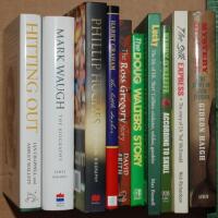 Australian cricketers' biographies. Ten titles of which six are signed by the subject or author. Titles signed by the subject are 'The Doug Walters Story', Ken Laws, Adelaide 1981, and 'Mark Waugh', James Knight 2002. Titles signed by the author(s) are 'T