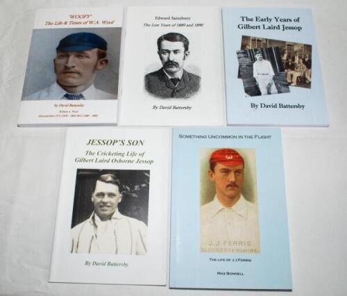 Gloucestershire cricket biographies. Four titles by David Battersby, each limited edition and signed by the author. Titles are 'Woofy. The Life & Times of W.A. Woof' 2018, limited edition no. 88/120. 'Edward Sainsbury- The Lost Years of 1889 and 1890' 201